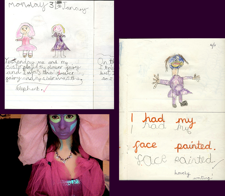 Facepaint and Flower Fairies - drawings of childhood and then a mixture of both in the present